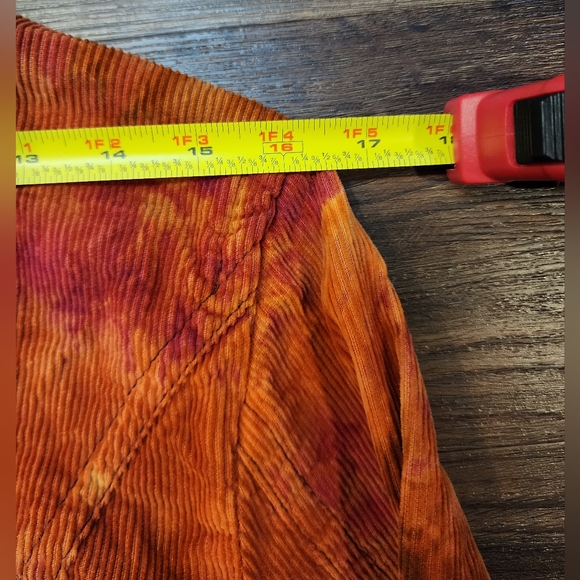 Rough And Tumble Vintage Womens Tye Dye Orange Jacket Button Up Corduroy - Picture 7 of 10